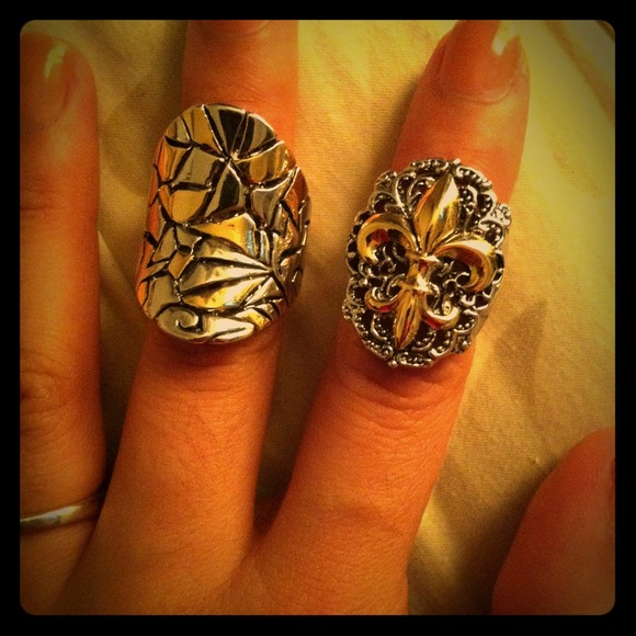 Silver and gold rings