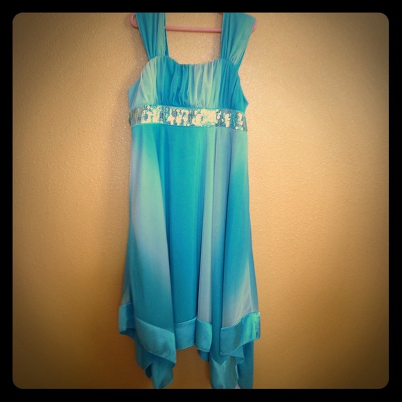 Aqua semi-formal evening dress
