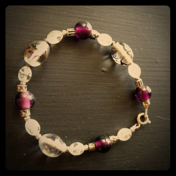 Handmade purple beaded bracelet