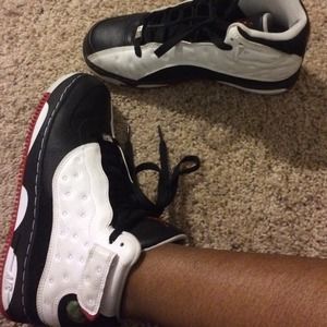 Red black and white. Jordan's mid top