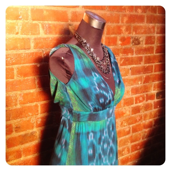 Dresses - HALF OFF SALE | Teal Ikat Print Maxi Dress Dresses - HALF OFF SALE | Teal Ikat Print Maxi Dress