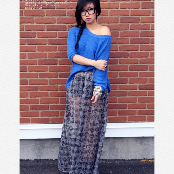 Printed sheer maxi skirt