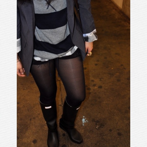 Black wedged hunter boots