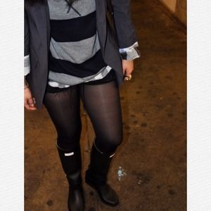 Black wedged hunter boots