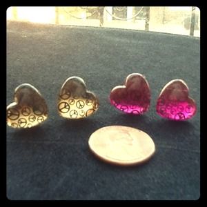 TRADED! Peace ✌Earrings! Pink and gold