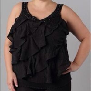 NEW! Woman's Zenobia Black Ruffle Tank