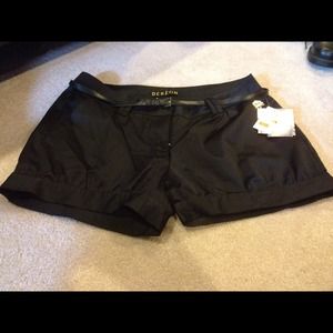 Black satin shorts
