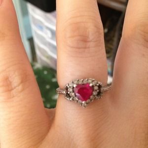 Red ruby heart ring