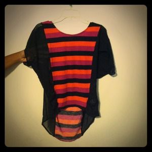 Spunky shirt with sheer side panels