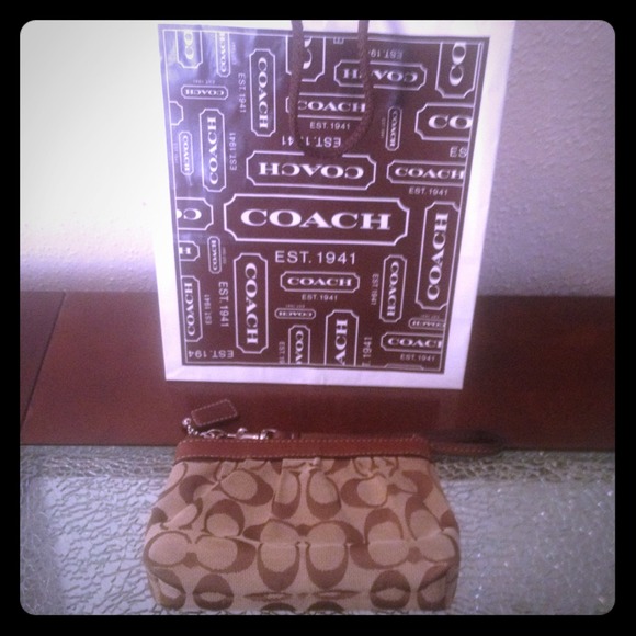 SOLD...., Large Brown Coach Wristlet