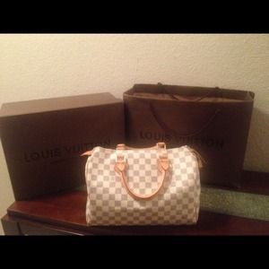100% Authentic Louis Vuitton Speedy 30 Damier Azur