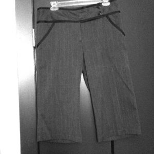 Gray pinstriped wide leg Capri pants