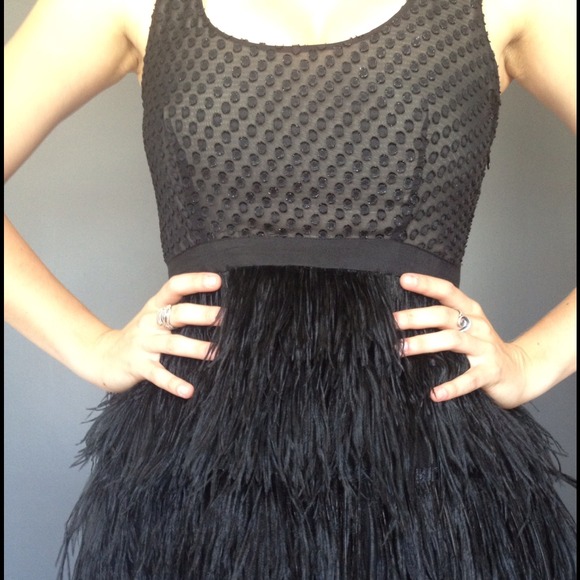 ❌SOLD❌  Chic Feather Dress - Picture 2 of 3