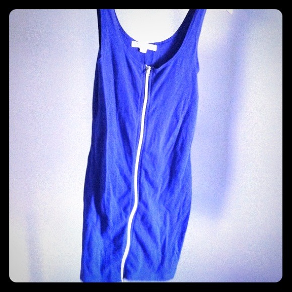 Skin hugging blue tank dress