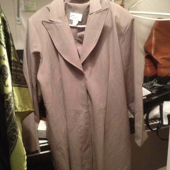 Pen stripe coat pantsuit