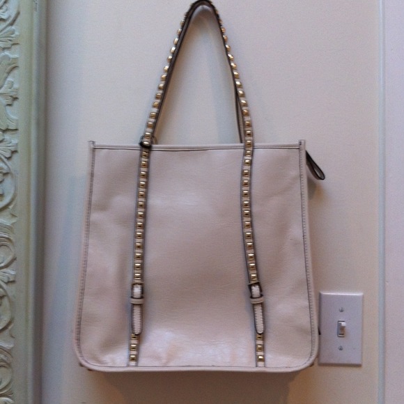 RESERVED Beige Gold Studded Handbag