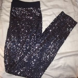 Express pewter sequin black tights