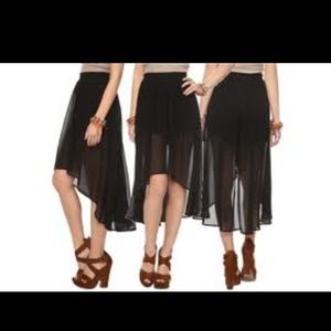 Black sheer high low skirt