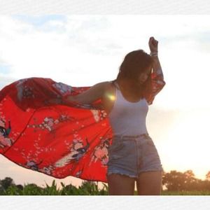 Vintage Asian silk and satin pajama cover up