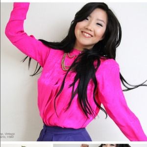 Vintage fuchsia long sleeve blouse