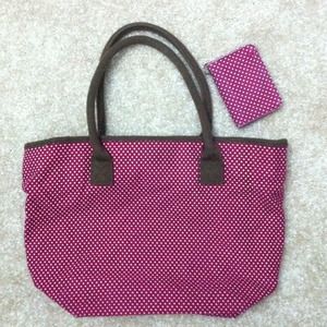 🚫TRADED🚫Berry colored bag w/ polka dots/wallet
