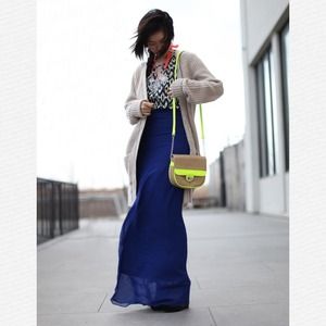 Tan and neon shoulder bag