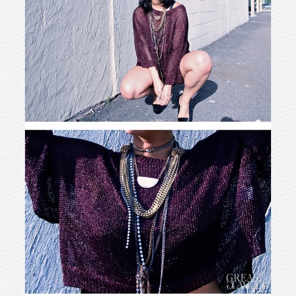 Maroon mesh shimmer sweater - Picture 1 of 2