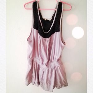 Taupe top with black bead detail