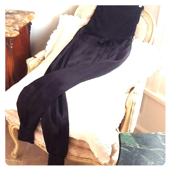 RESERVED@posh1 Piece Knit Top & Satin Harem Pants.