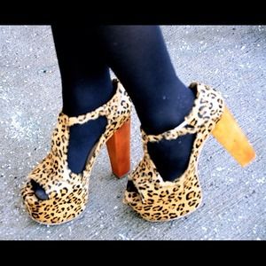 Leopard pony hair platform Jeffrey Campbell heels