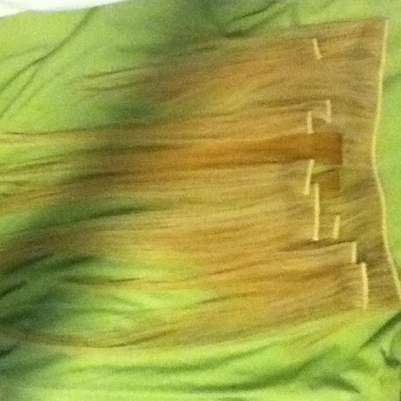 Blonde human hair extensions 11 pieces