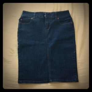 Knee length denim skirt