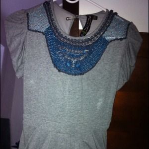 Beaded grey cocktail dress