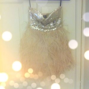 Bebe isis sequin feather dress