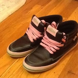 REDUCEDBlack pink and green sneakers.