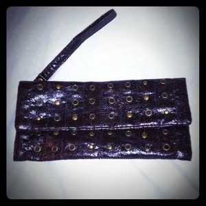Studded Metallic Blue Clutch