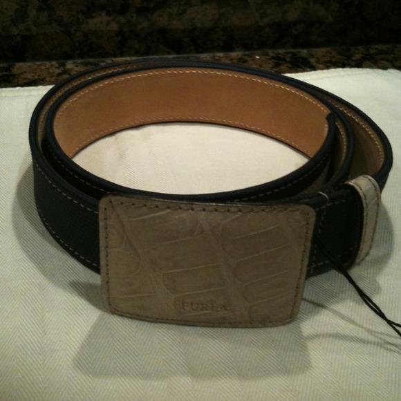 Furla blue and beige canvas belt - Picture 2 of 4