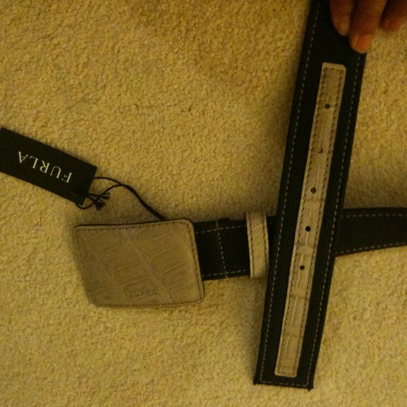 Furla blue and beige canvas belt - Picture 3 of 4