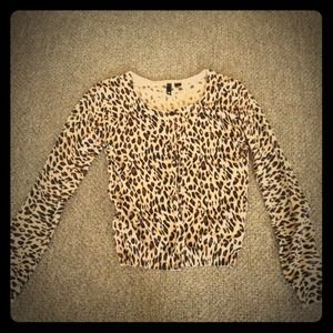 Leopard print cardigan.