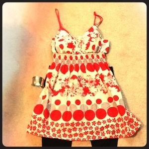 Papaya red & white flow top