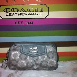 Authentic Coach Chelsea gray/silver cosmetic bag.