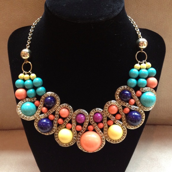 Gold & Multi color beaded snake necklace.