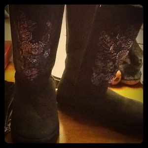 Black rhinestoned boots
