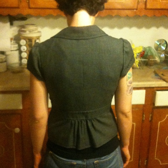 Houndstooth short-sleeved jacket - Picture 2 of 4