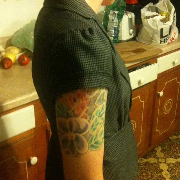 Houndstooth short-sleeved jacket - Picture 3 of 4