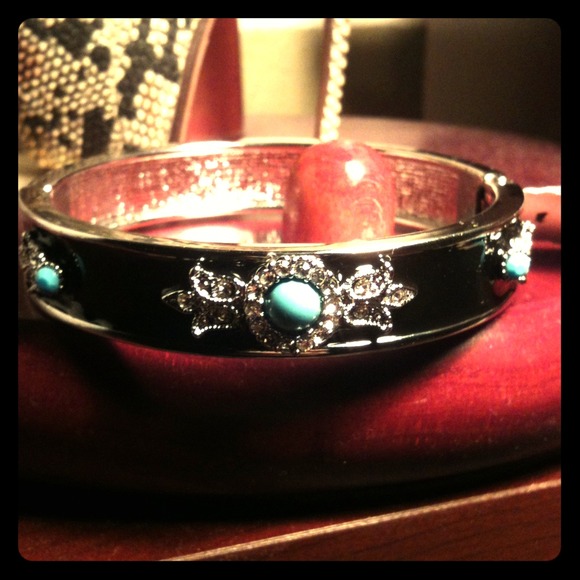 Jewelry - SOLD Art Deco Style Black Enamel Bangle Bracelet