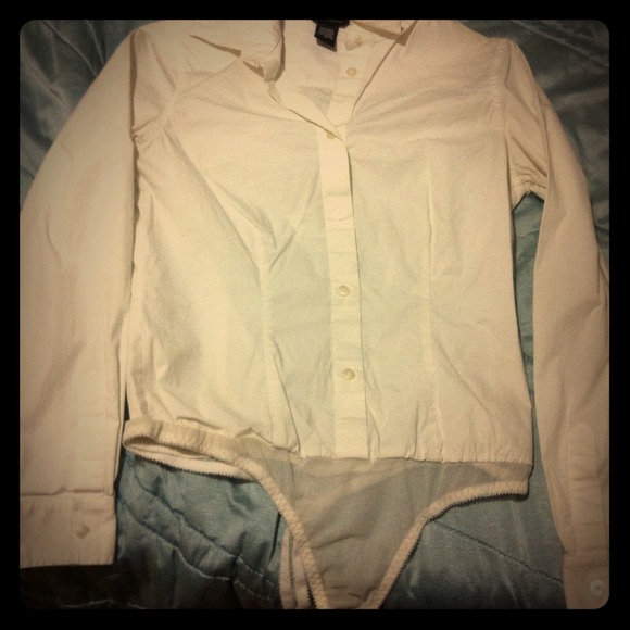 White Collared Long Sleeve Leotard