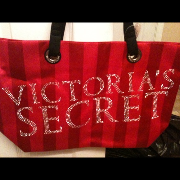 Red striped Victoria's secret bag