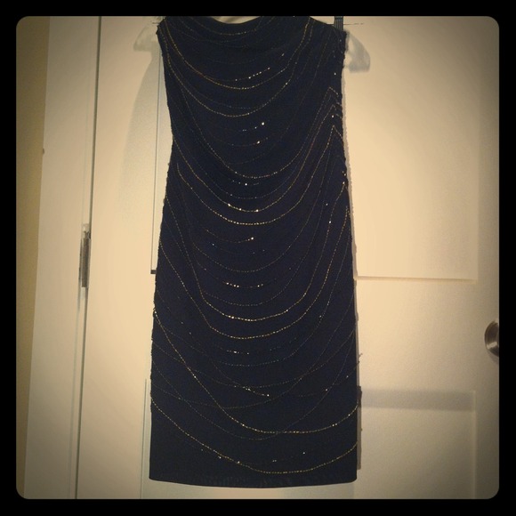 Strapless David Meister beaded LBD.