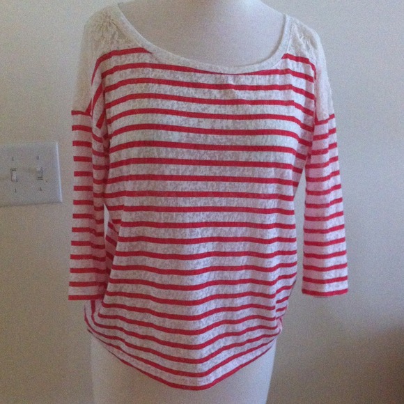 Striped lace back top - Picture 1 of 3